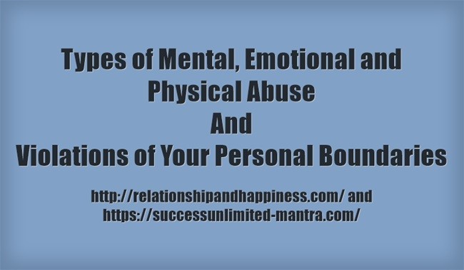 Examples and types of Mental, Emotional and Physical Abuse and Violations of Boundaries